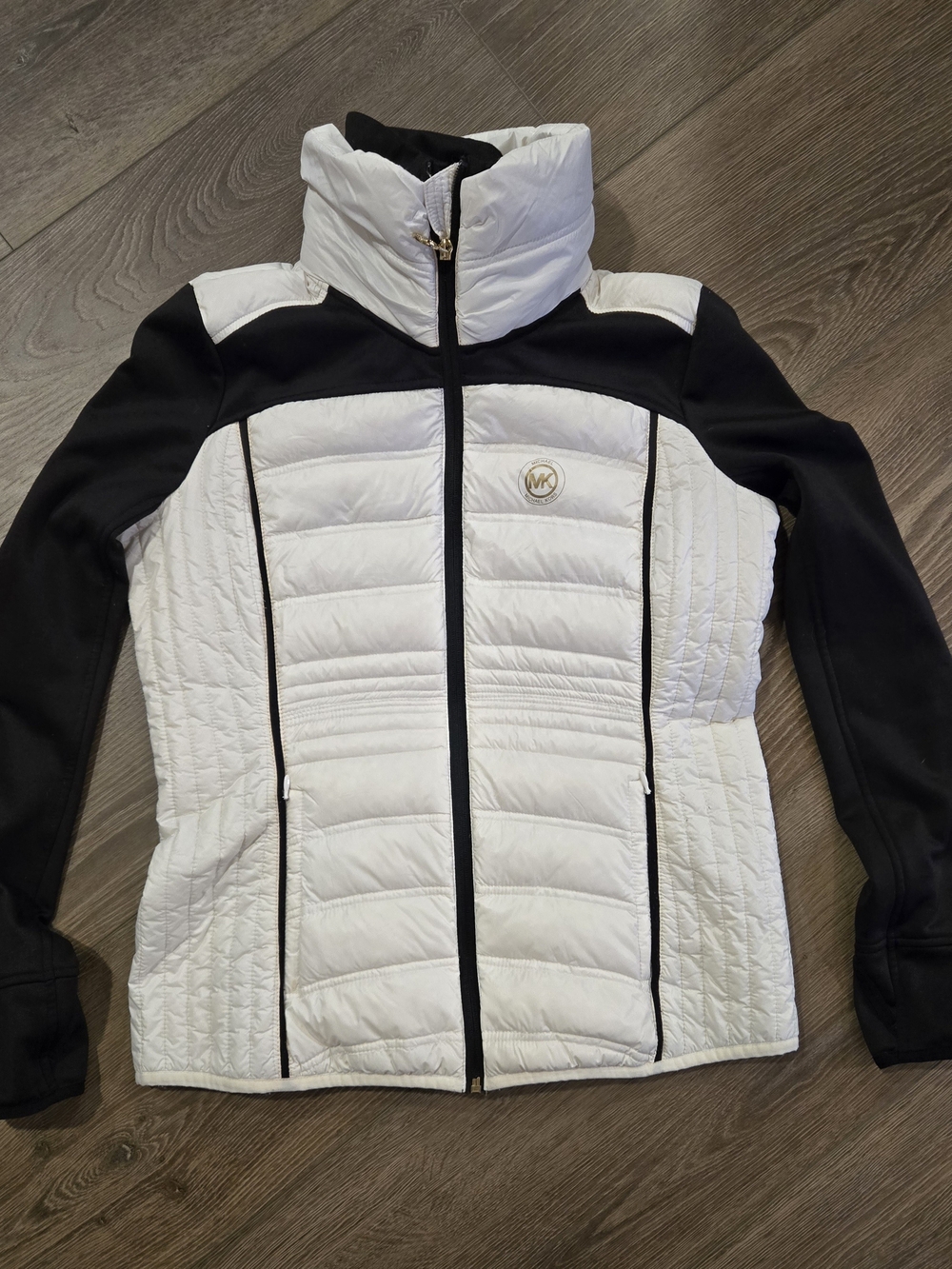 Michael Kors White and Black Quilted Puffer Jacket